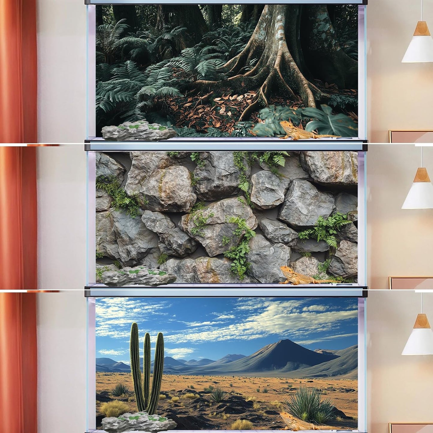 High definition fade resistant scenery pack for imported pet habitats.