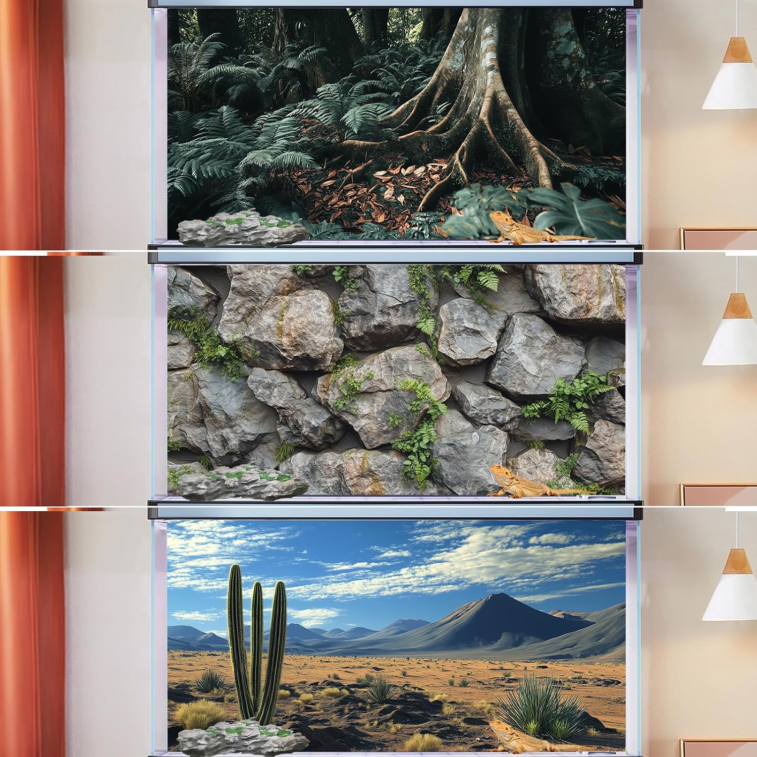 High definition fade resistant scenery pack for imported pet habitats.