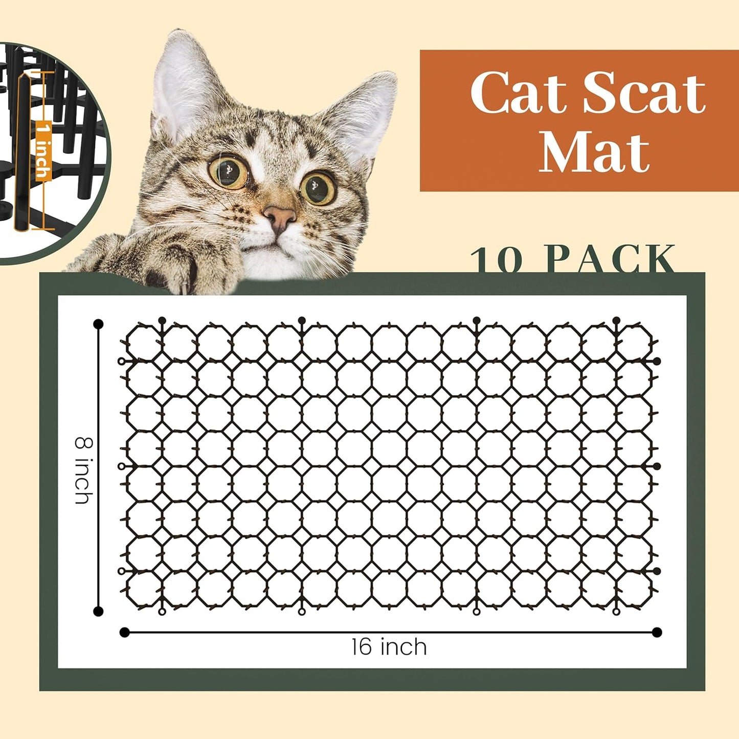 Plastic spike mat deterrent for cats and dogs on garden soil