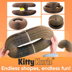 Kitty Kurlz interactive pet toy collapsed flat into a space-saving portable position for easy home storage.