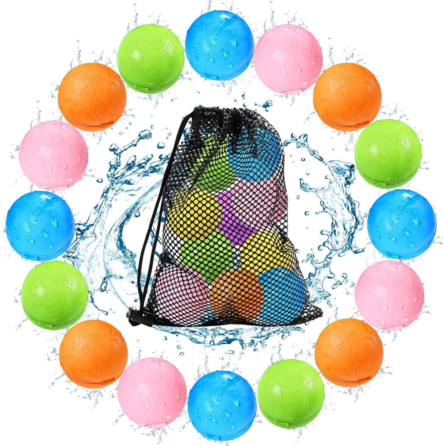 Tlitlimom reusable water bomb balloons front view sixteen pack premium pool toys