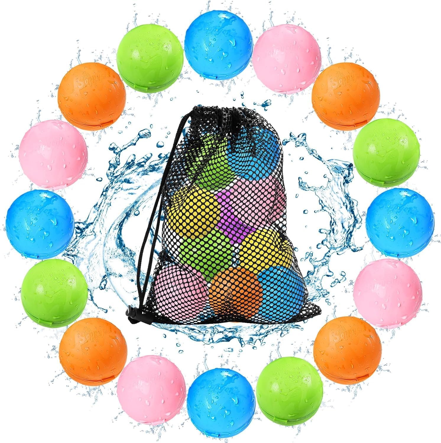 Tlitlimom reusable water bomb balloons front view sixteen pack premium pool toys