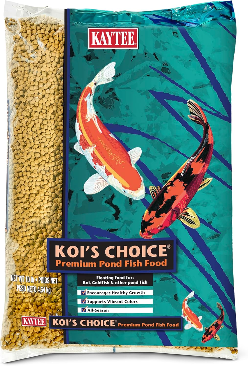 Kaytee Koi's Choice premium floating fish food 10 pound bag front view