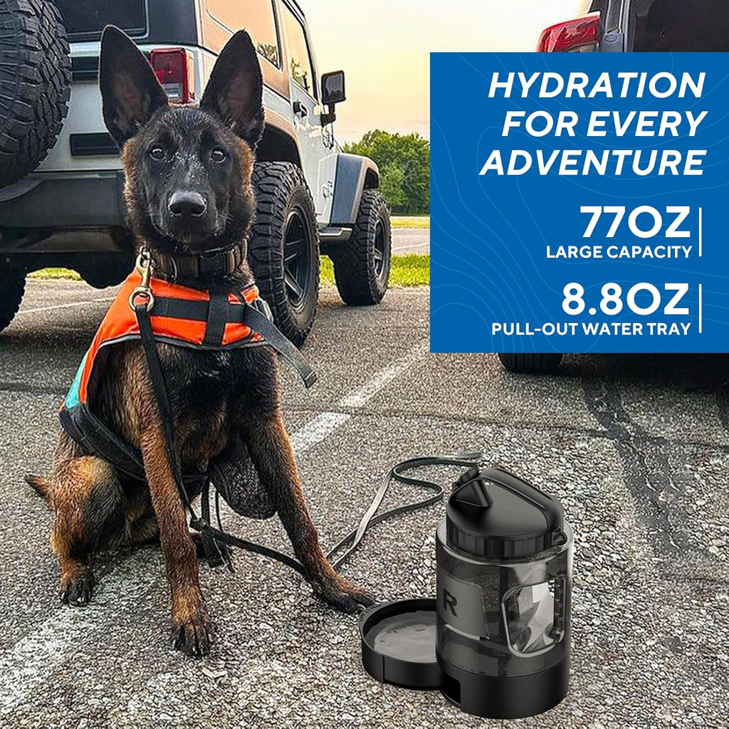Close up of the one hand operation button on the Lesotc dog travel bottle.
