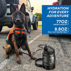 Close up of the one hand operation button on the Lesotc dog travel bottle.