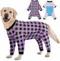 Yeapeeto dog recovery suit purple front view on a large dog