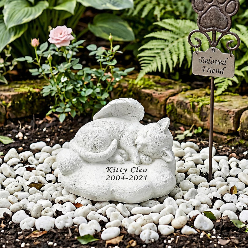 Personalized Garden Cat Memorial Stone - Peaceful Sleeping Kitten Angel Statue for Garden, Remembrance, cat memorial for graver and Loss - Pet Sympathy GiftCat Outdoor Memorial Gifts Gifts for Kitty - Image 12