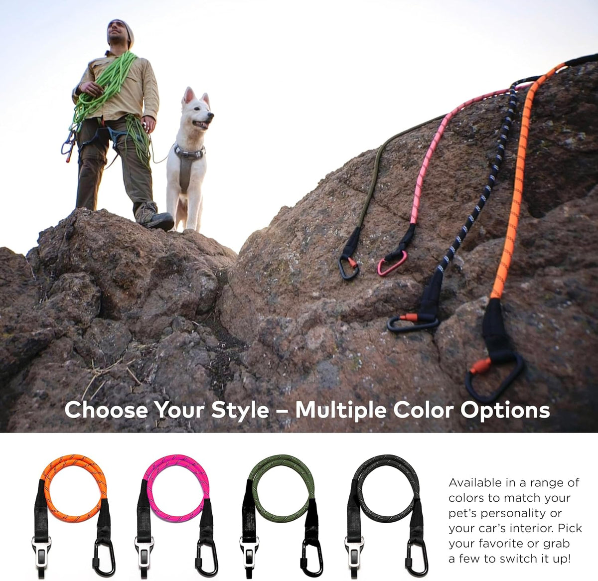 Arca Pet army green dog seat belt lifestyle photography