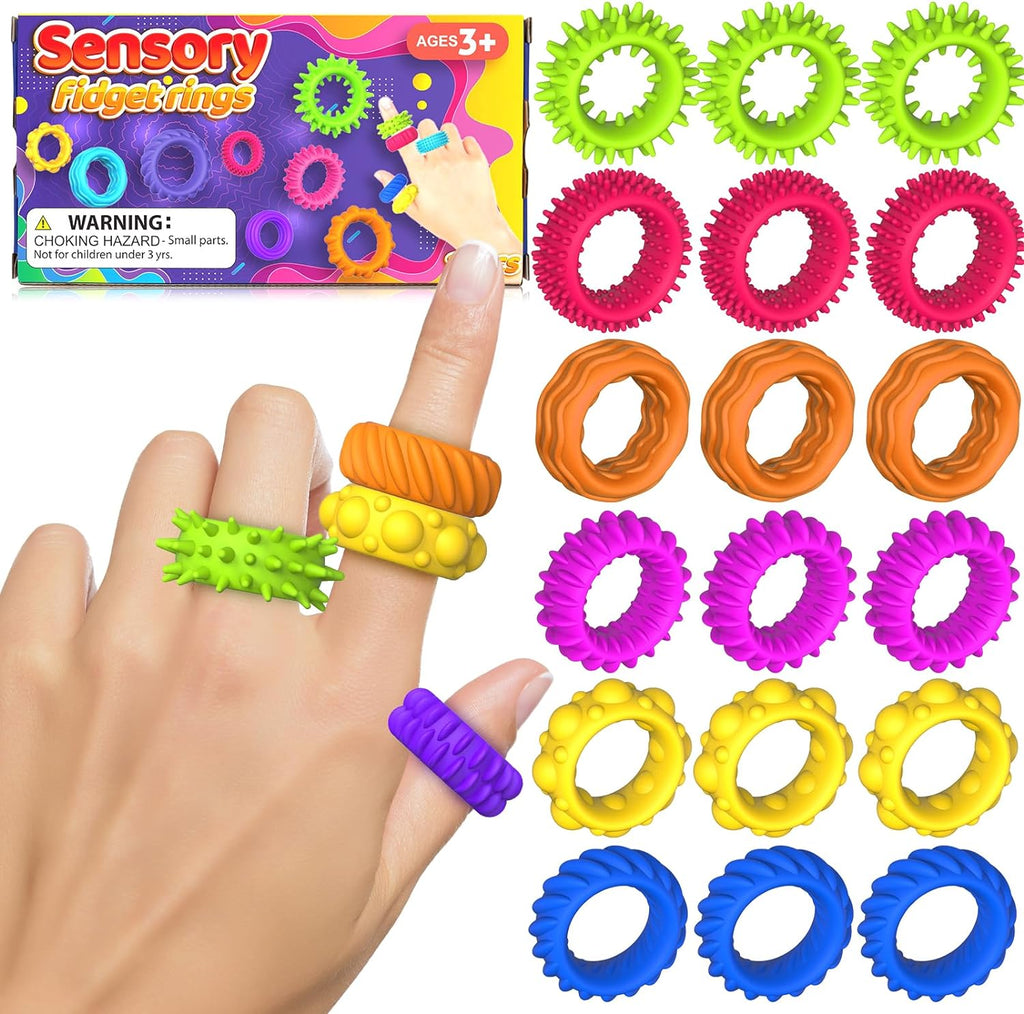 KLT sensory fidget rings 18 pack front view