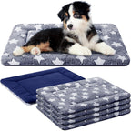 VitalCozy 4 Piece Dog Crate Pads front view showing blue star pattern plush fabric
