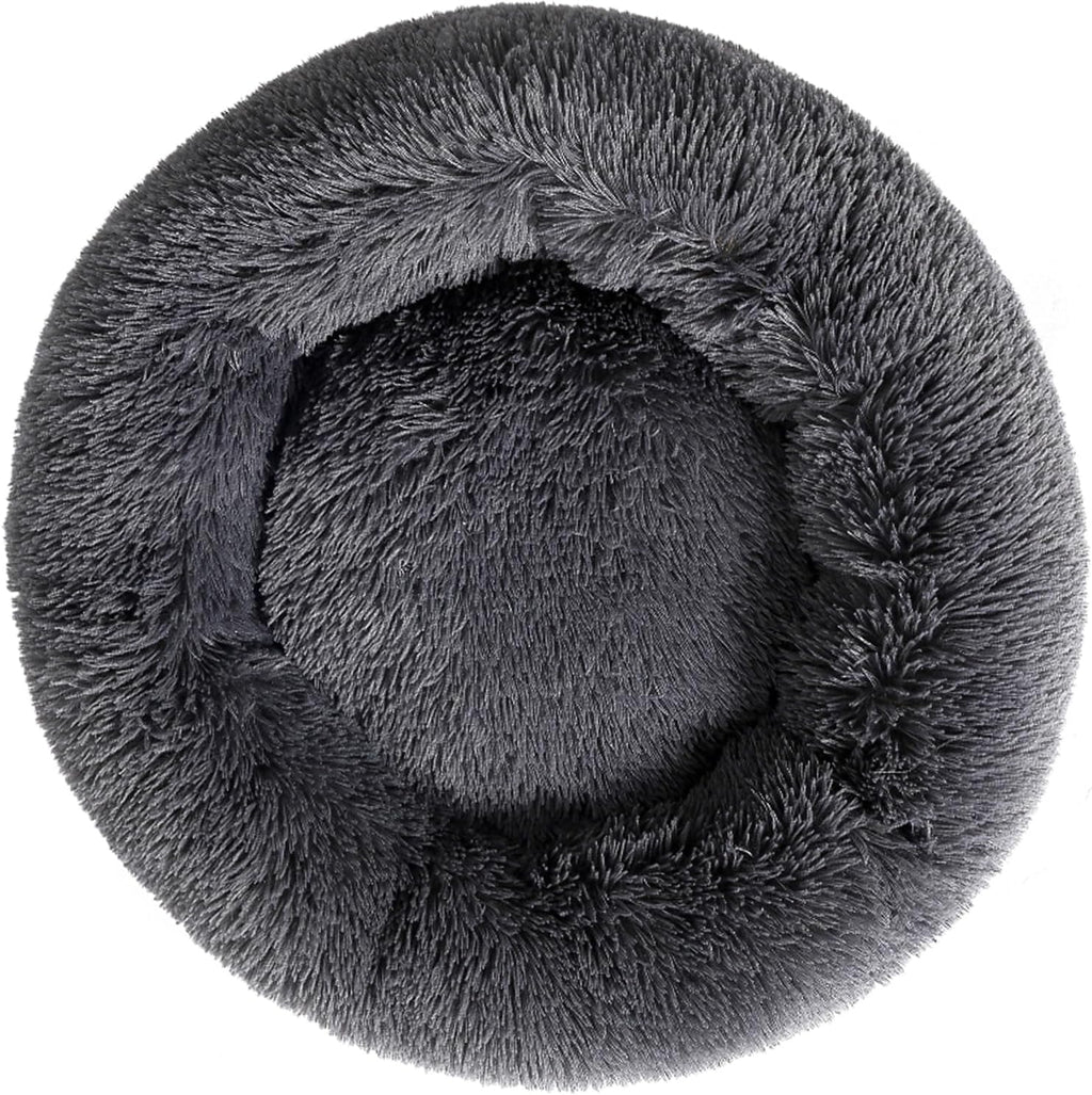Side angle view of Finenohoory calming pet bed with raised rim