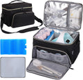 Timoxi breast pump bag front view showing the premium waterproof nylon exterior and secure zipper closures for travel.