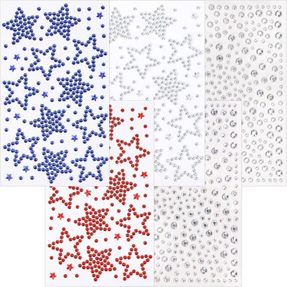 Teenitor star face gems front view of adhesive sticker sheets