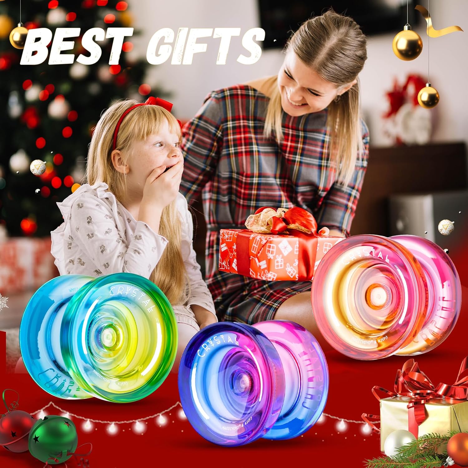 MAGICYOYO K2 gradient pink purple and blue yellow yoyos with accessories