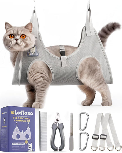 Loflaze Dog Grooming Hammock Harness for Dogs & Cats with Pet Nail Clipper Trimmer - Cat Hanger Sling for Trimming Clipping Nails- Dog Hammock Restraint Bag for Small Medium Large pet Grey S - Image 15