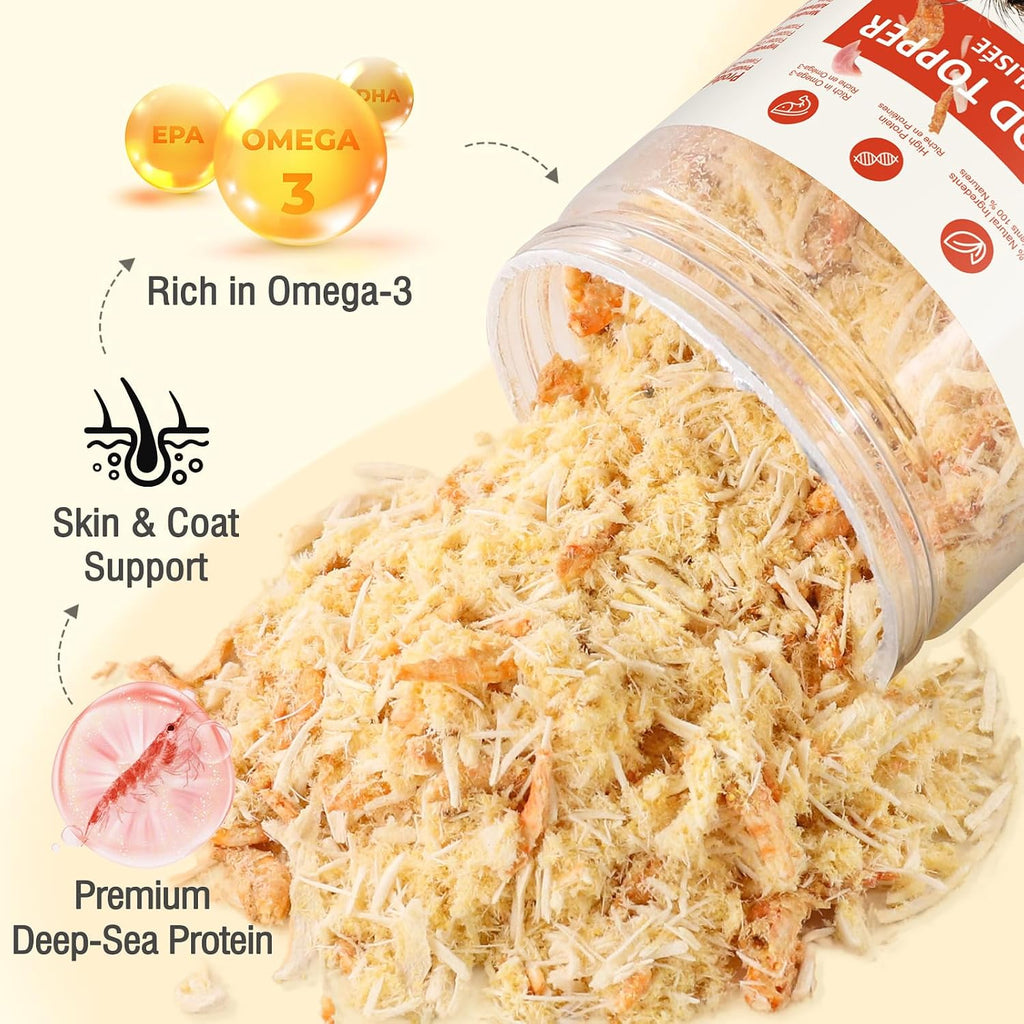 Side view of 100 gram freeze-dried pet supplement bag