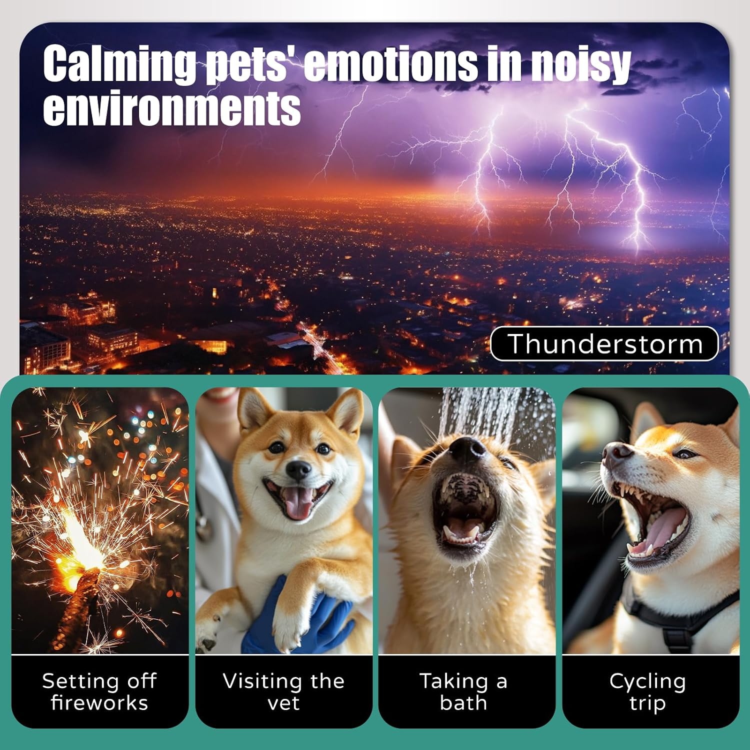 Dog ear muffs noise protection for thunderstorms and fireworks