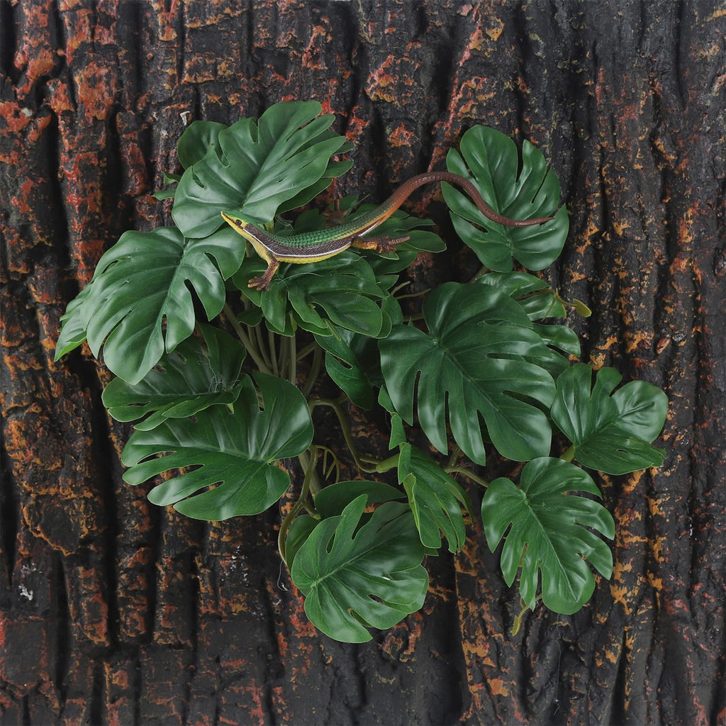 Artificial plant in a bearded dragon enclosure