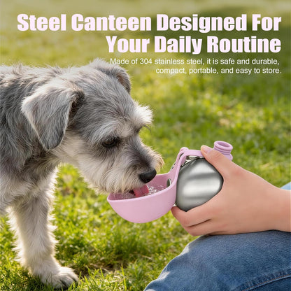 Odor-resistant stainless steel interior of a pet travel bottle
