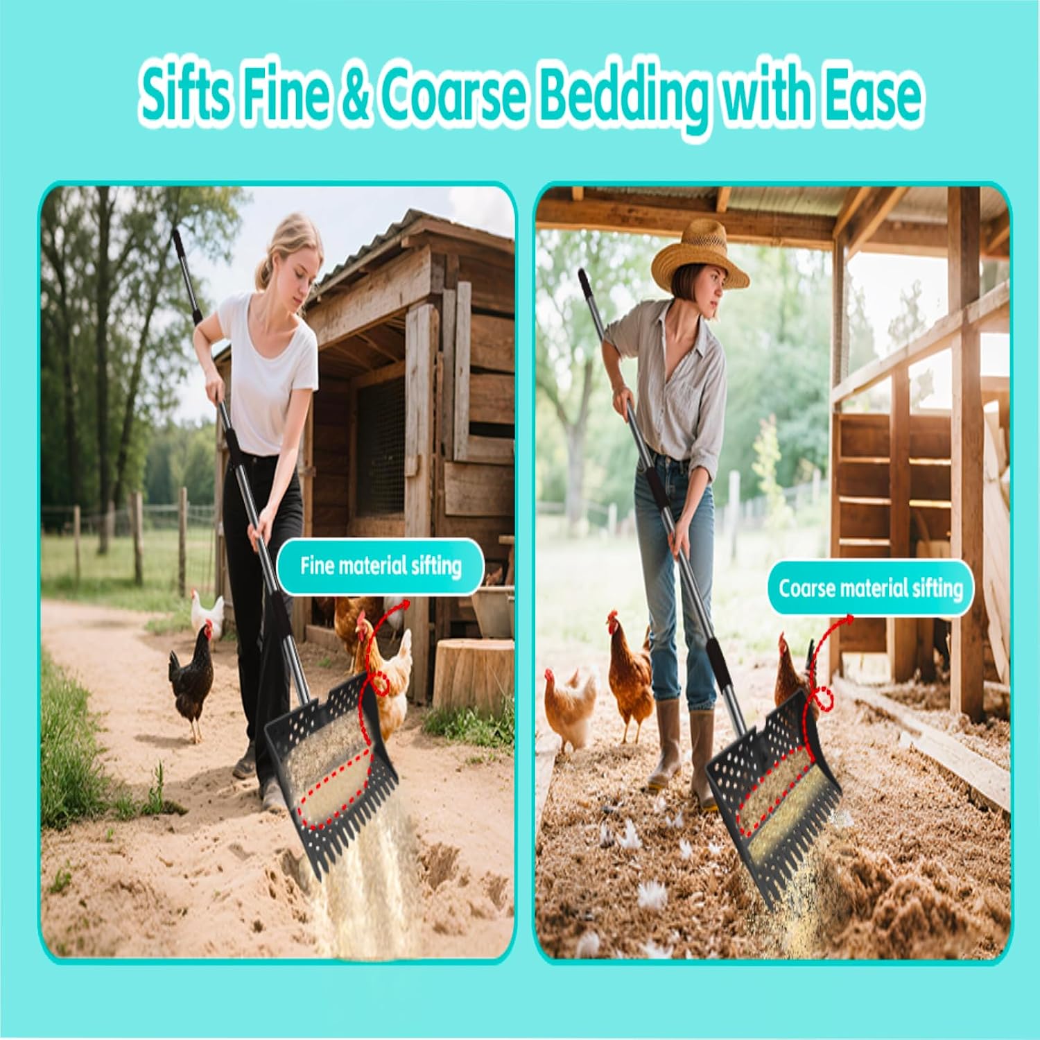 HUMUMU backyard chicken care tool removing debris from sand