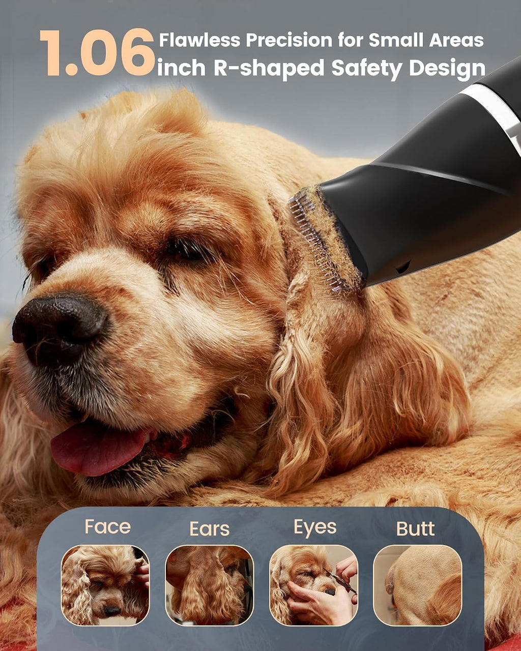 Type-C USB charging port interface on the bottom of the cordless pet grooming tool handle.