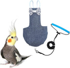 VANFAVORI Bird Diaper Harness Flight Suit front view denim blue
