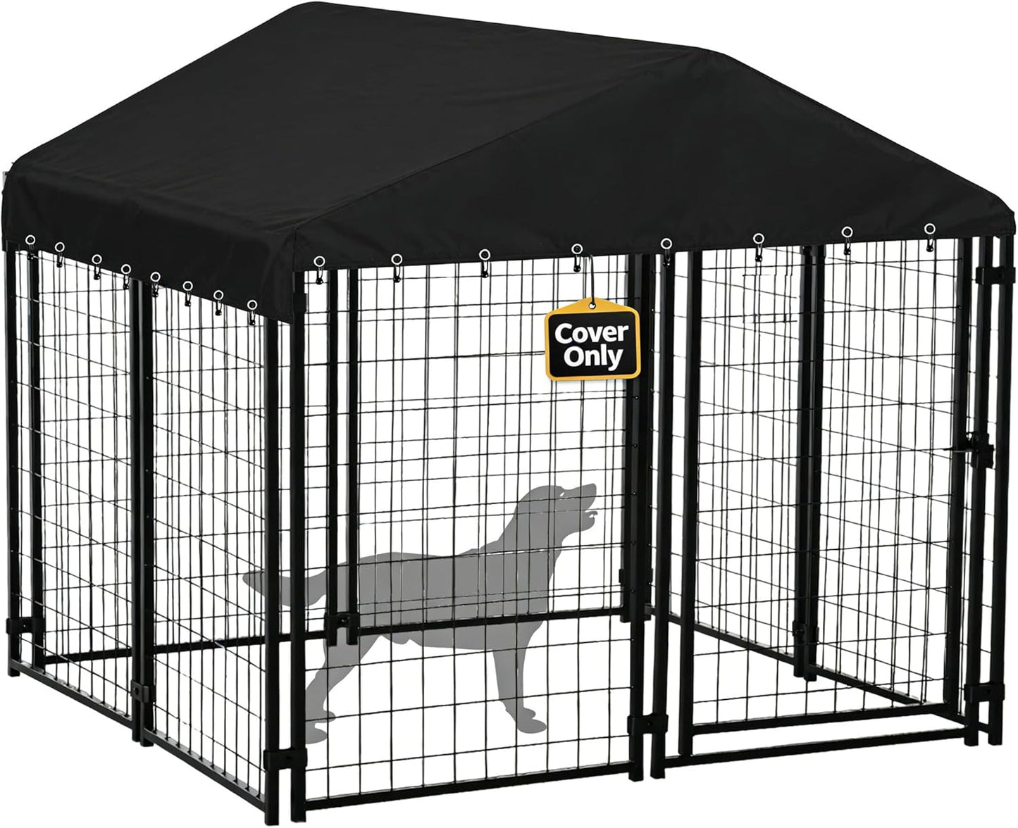 DHGSIUT heavy duty dog kennel cover front view on outdoor frame