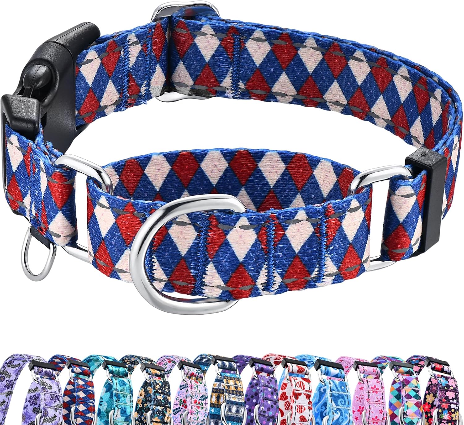 Reflective Martingale Collar for Dogs with Quick Release Buckle No Pull Training Dog Collars (Colorful Geometric, Medium) - Image 13