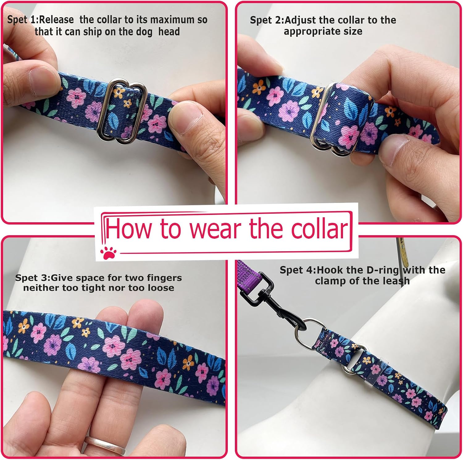 No slip escape proof girl dog collar in medium size.