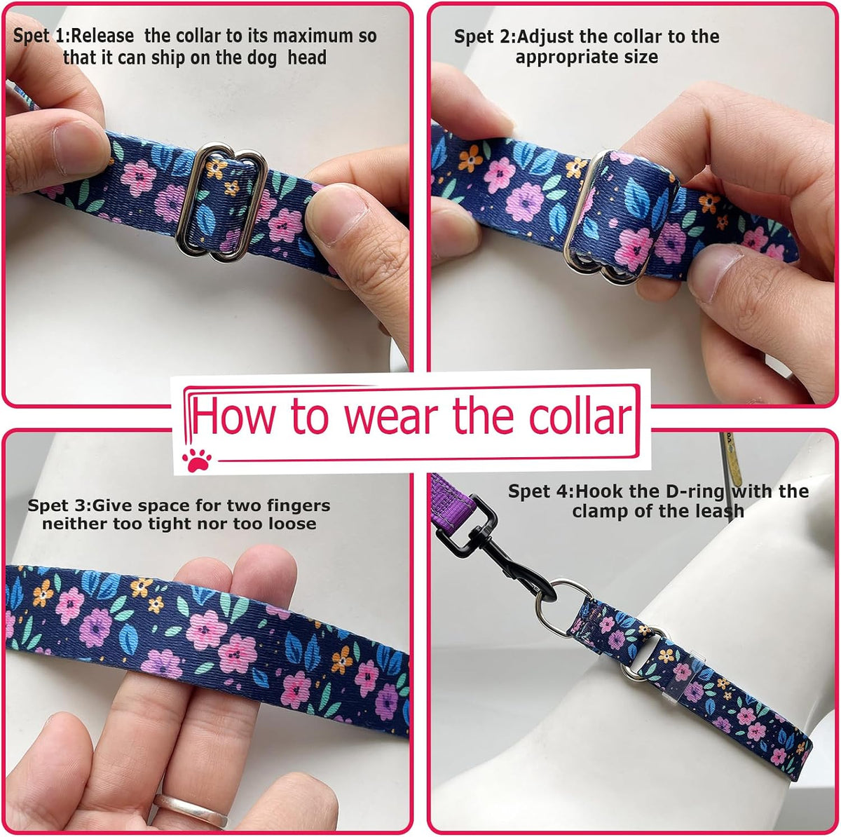No slip escape proof girl dog collar in medium size.