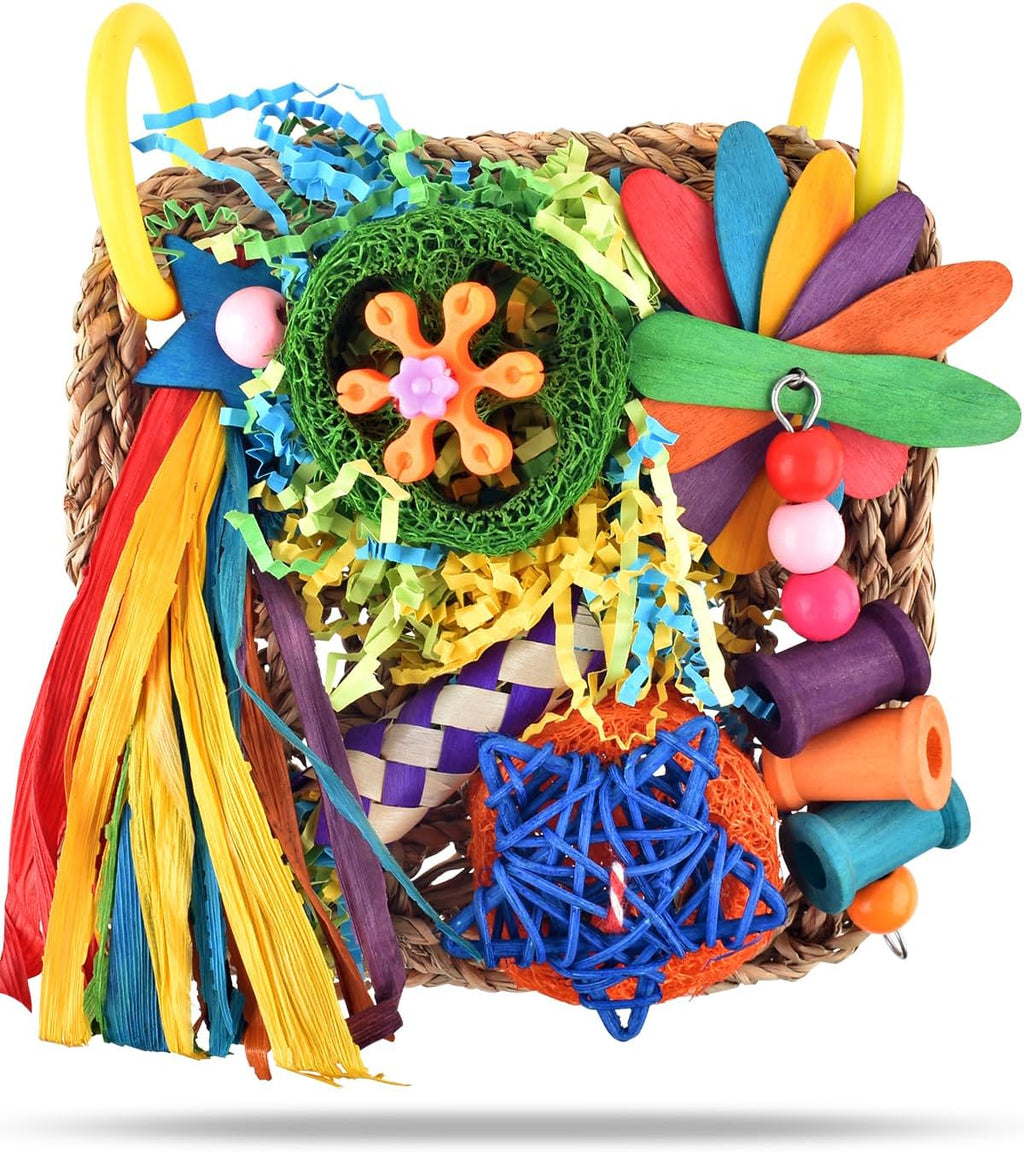 ERKOON Bird Toys, Parrot Toys Foraging Swing Mat Parrot Cage Hanging Toys Birds Grass Mat Climbing Wall with Seagrass, Birds Cage Accessories (Green) - Image 9