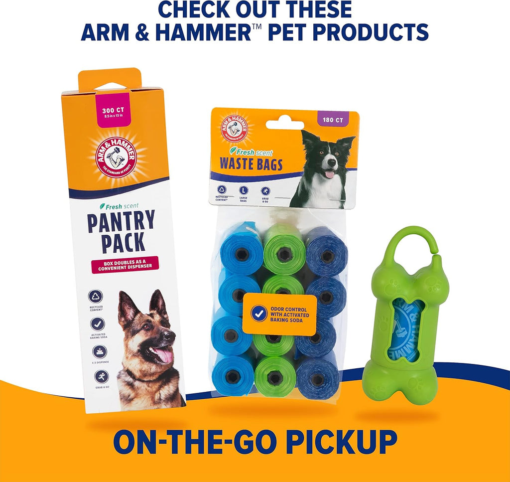 Two scented baking soda waste bags included with Arm & Hammer poop scooper