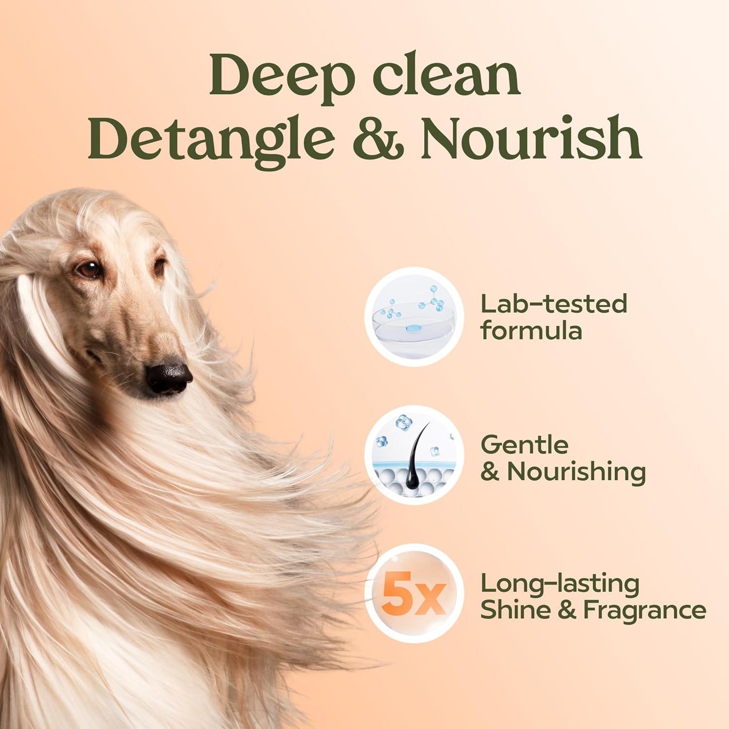 Deep cleaning pH balanced dog wash liquid texture shot demonstrating rich moisturizing lather