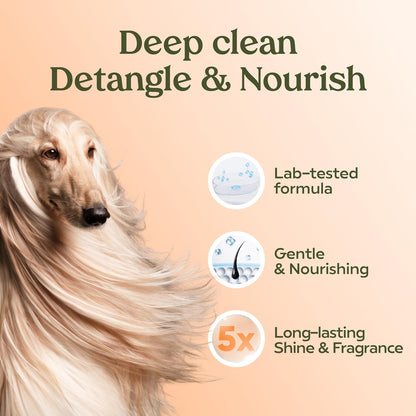 Deep cleaning pH balanced dog wash liquid texture shot demonstrating rich moisturizing lather