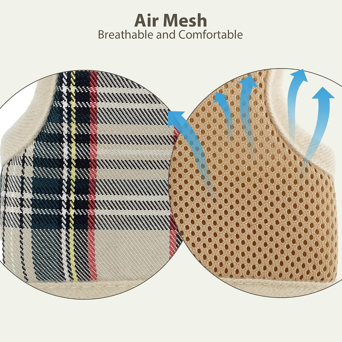 Aiitle escape proof small pet walking vest with classic plaid pattern