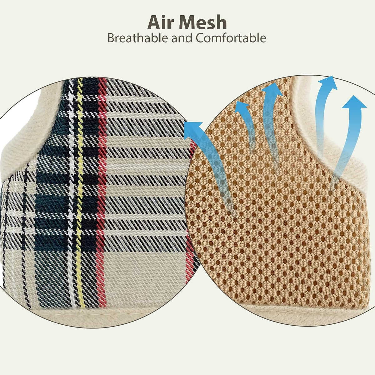 Aiitle escape proof small pet walking vest with classic plaid pattern