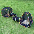 GONPETGP outdoor cat enclosure front view showing full mesh setup on lawn