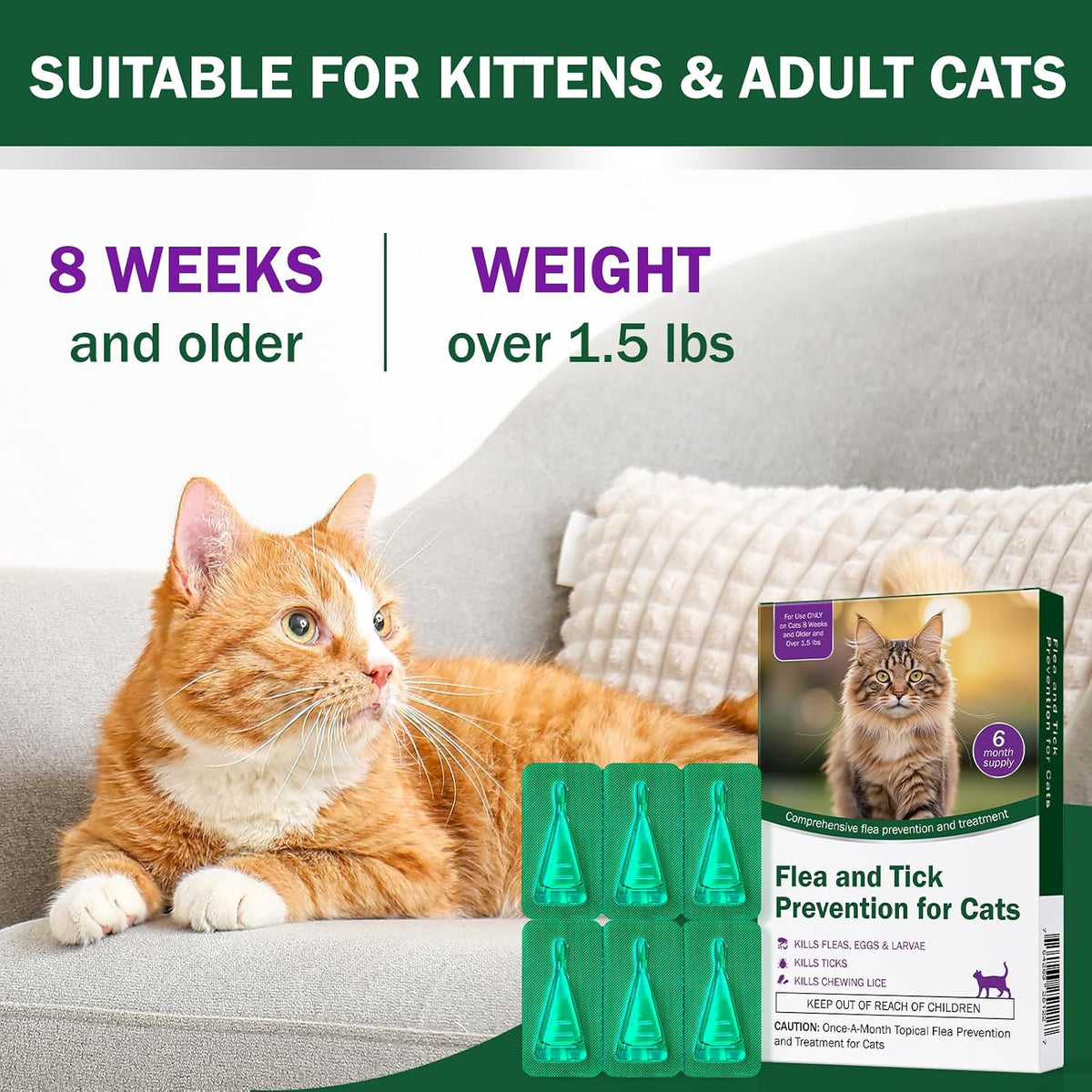 Catego cat parasite prevention box showing application instructions