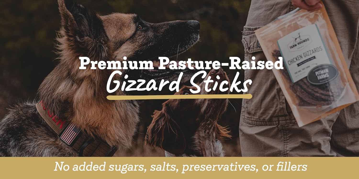 Close up of Farm Hounds dehydrated duck gizzard dog treat stick