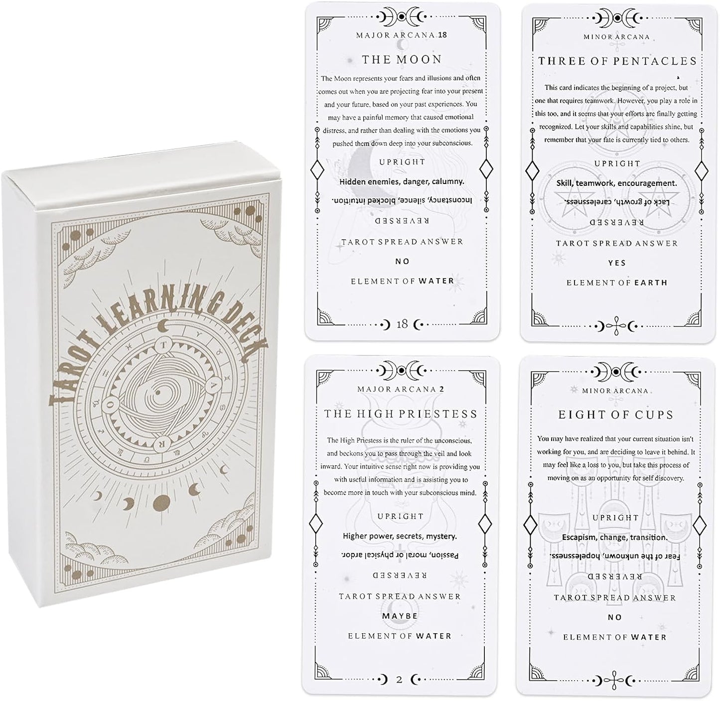 Gincevhy 78 Clear Text Pattern Tarot Cards front of box