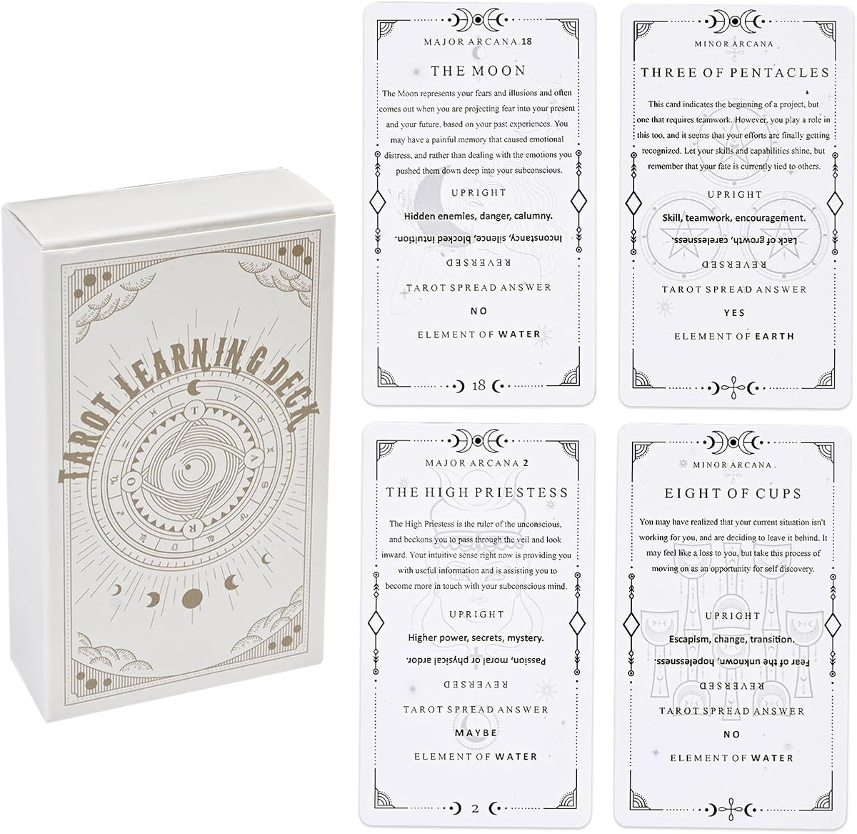 Gincevhy 78 Clear Text Pattern Tarot Cards front of box