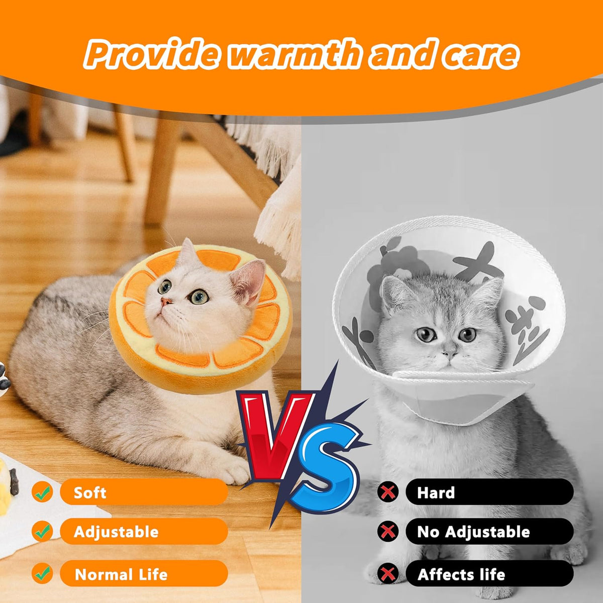 Maiiu pet surgery recovery collar displayed flat to show the detailed orange fruit pattern.