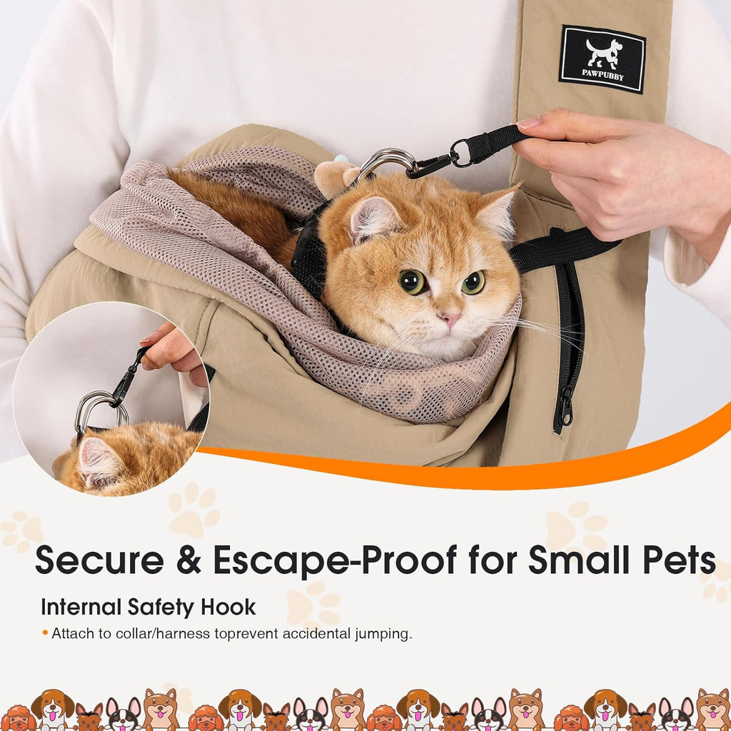 Pawpubby pet carrier safety leash and drawstring detail