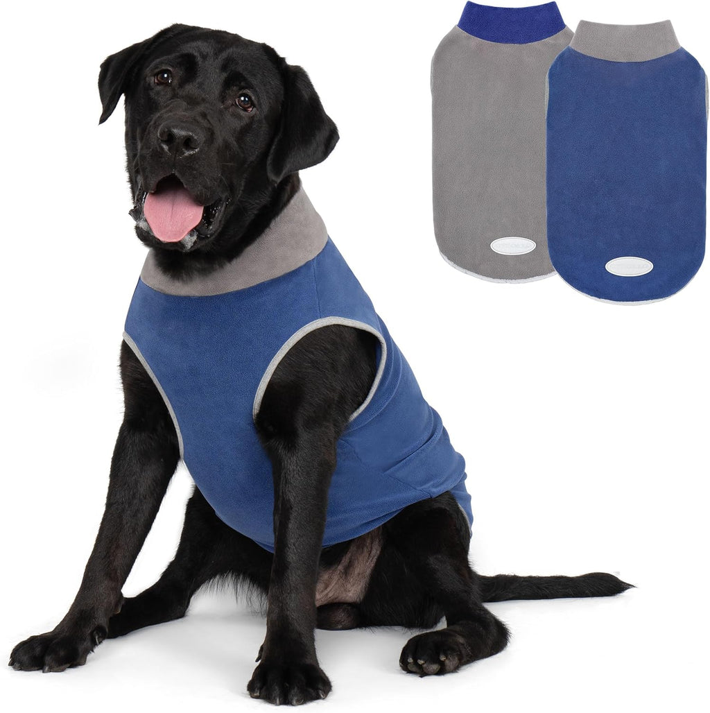 cyeollo 2 Pack Fleece Dog Sweater Stretchy Pullover Soft Dog Jacket with Reflective Stripe Lightweight Sweatshirt Pet Clothes Coats for Small Dogs, Navy & Grey L - Image 14