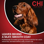 Back of CHI for Dogs 16 fluid ounce bottle with directions