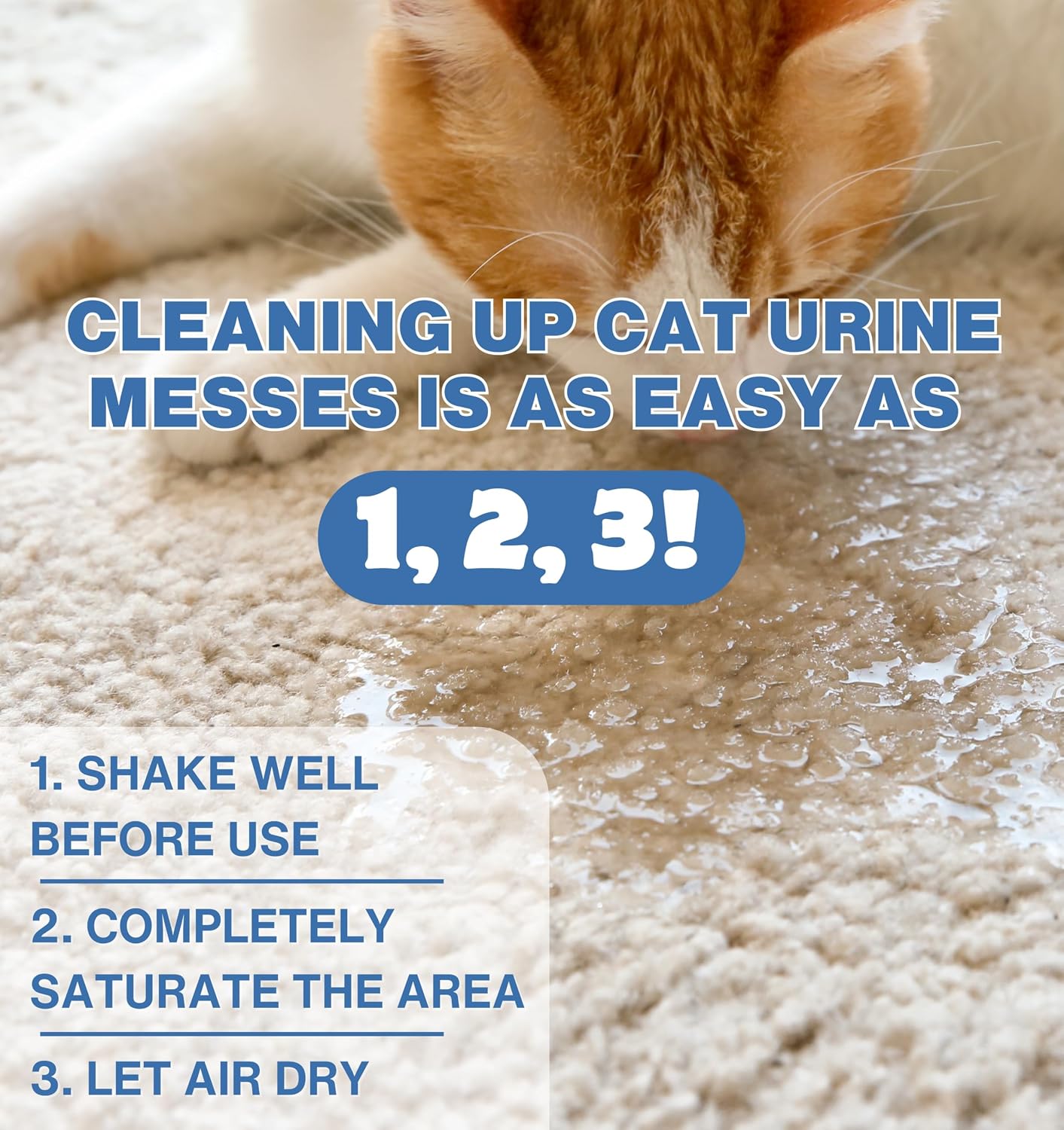 Pet safe cat urine deodorizer liquid showing professional strength branding