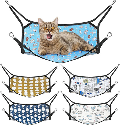 Shappy 5 Pcs Pet Hammock for Cage Hanging Pet Hammock Bed with Metal Hooks Cats Ferret Soft Bed Suitable for Guinea Pig Hamster Gerbil Kittens Cats Cage(Classical) - Image 1