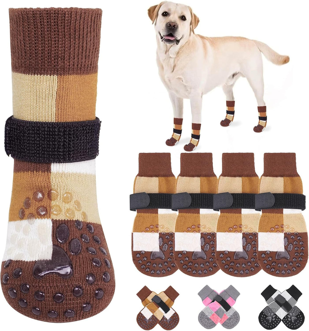 BEAUTYZOO Non Slip Dog Socks to Prevent Licking Paws, Dog Shoes Booties for Hardwood Floors Anti Slip-Thick Grip Works Even When Twisted-Paw Protector for Cold Pavement Small Medium Large Senior Dogs - Image 9