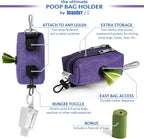 Leashrr 2.0 pet waste dispenser showing dual waterproof storage pockets open.