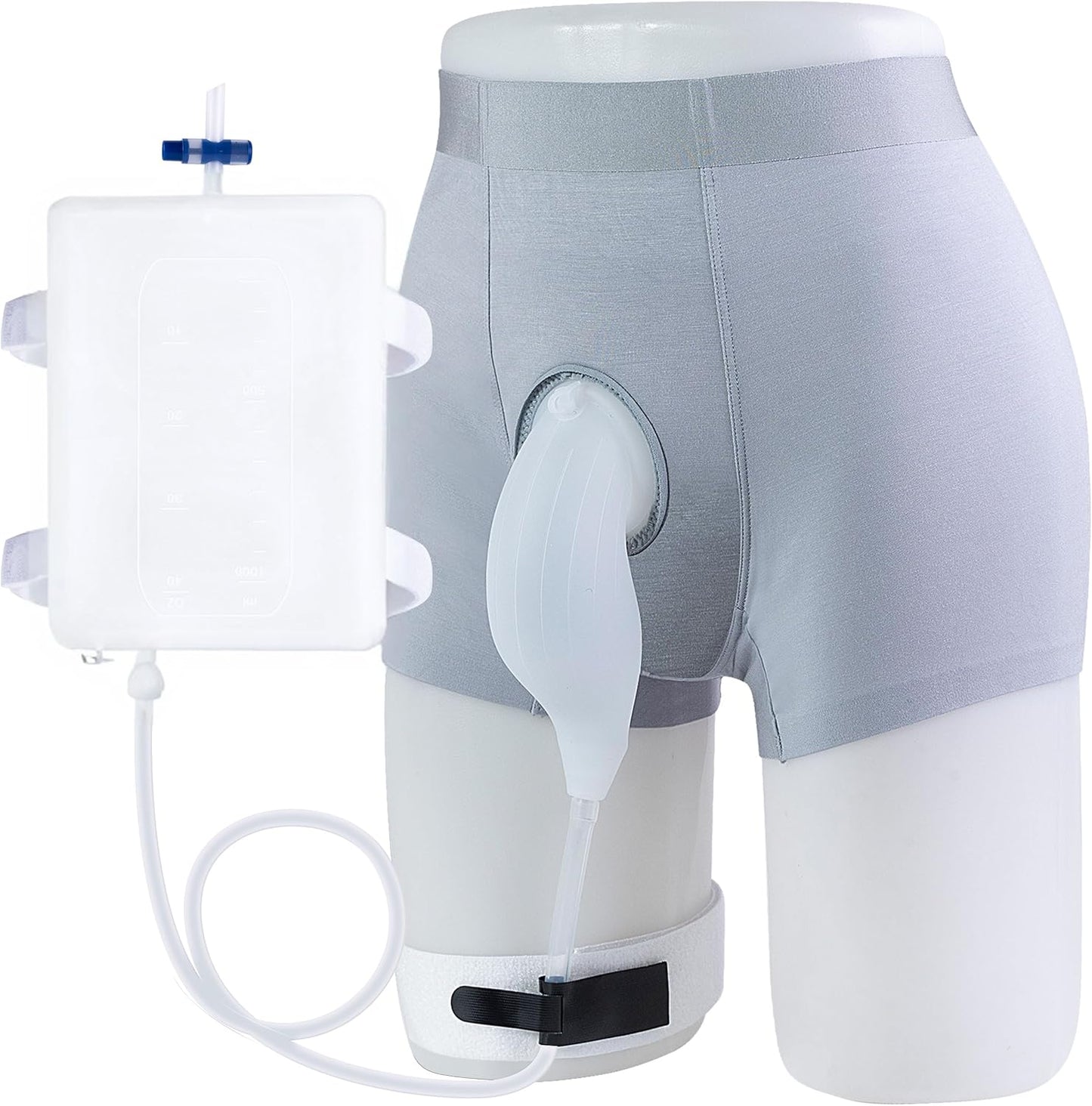 SorealGroup External Catheter for Men with Detachable Silicone Urine Bag (1000mL) | Wearable Urine Collector for Men with Reusable Tube 39.4in, Adjustable Anti-Slip Straps | Home & Daily Use - Image 1